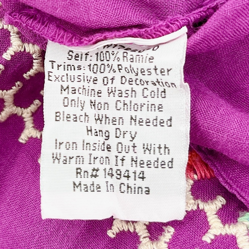 NWT Johnny Was Arzella Blouse Purple Magenta Embroidered Pullover Top Size Large - Picture 9 of 13